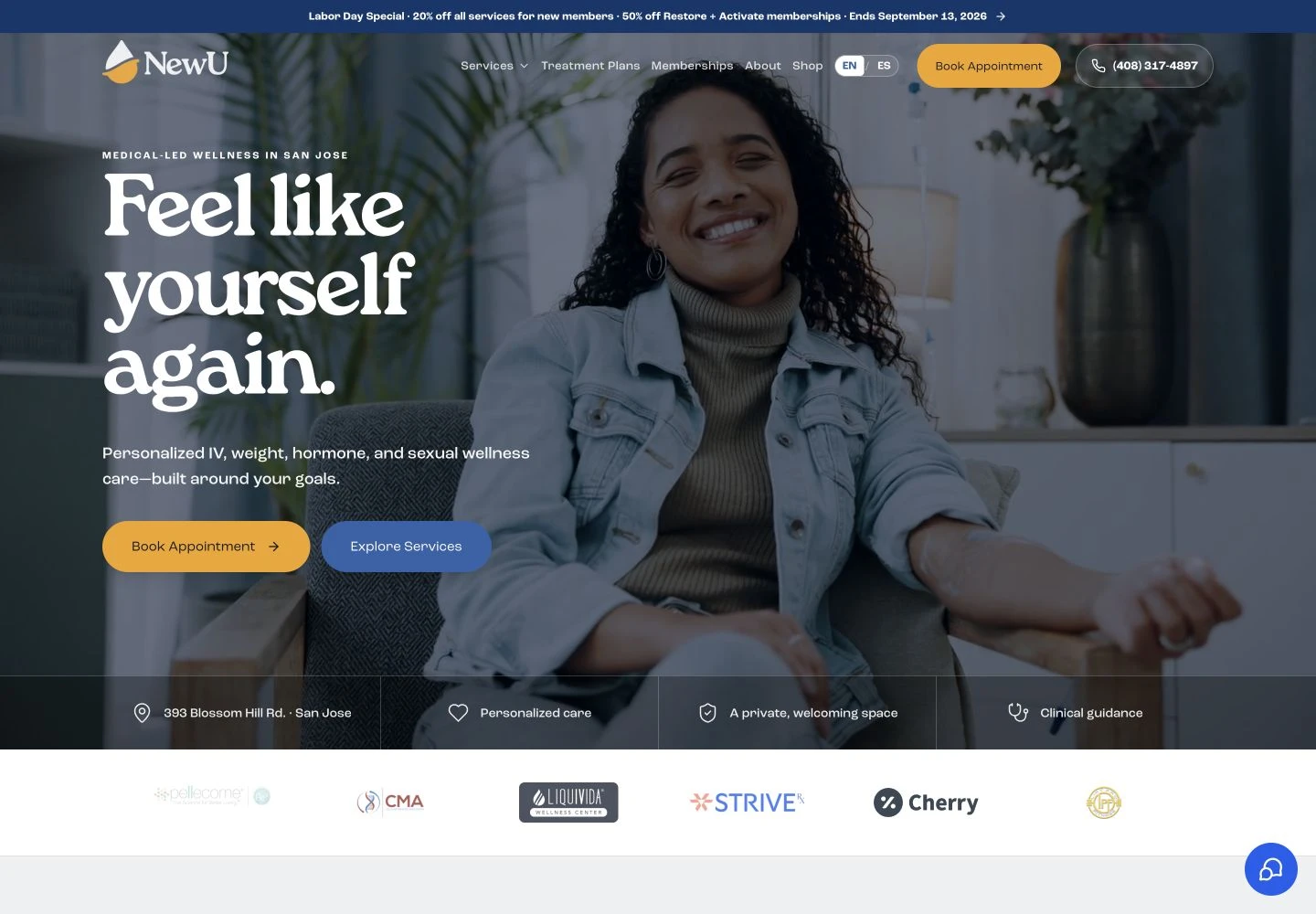 NewU website homepage